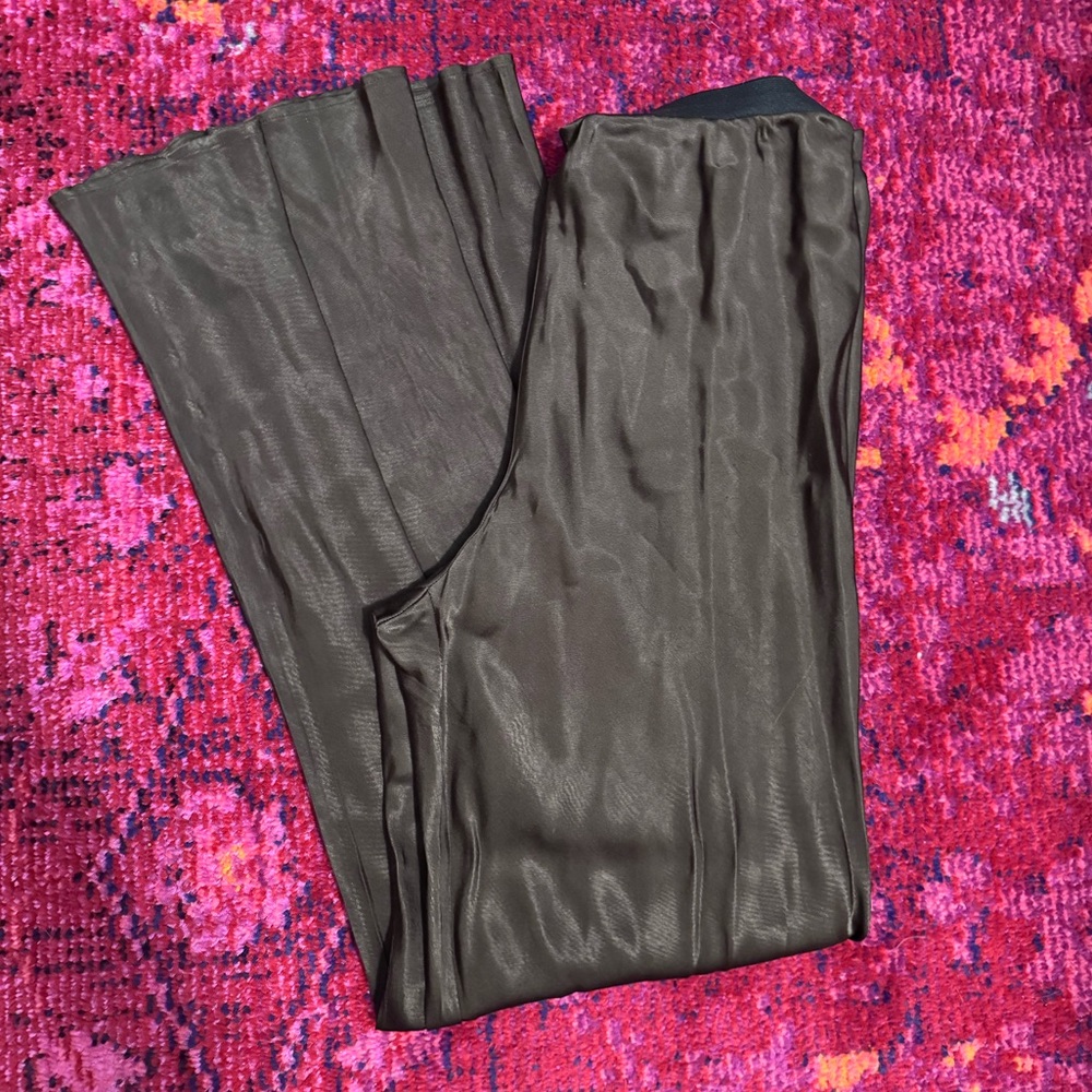Zara Brown Satin-Metallic Look Pants